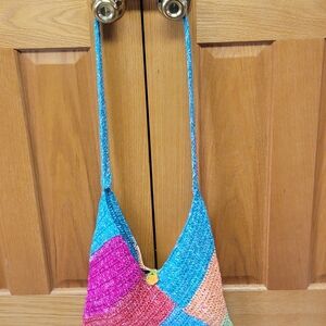Multicolor Woven Shoulder Bag